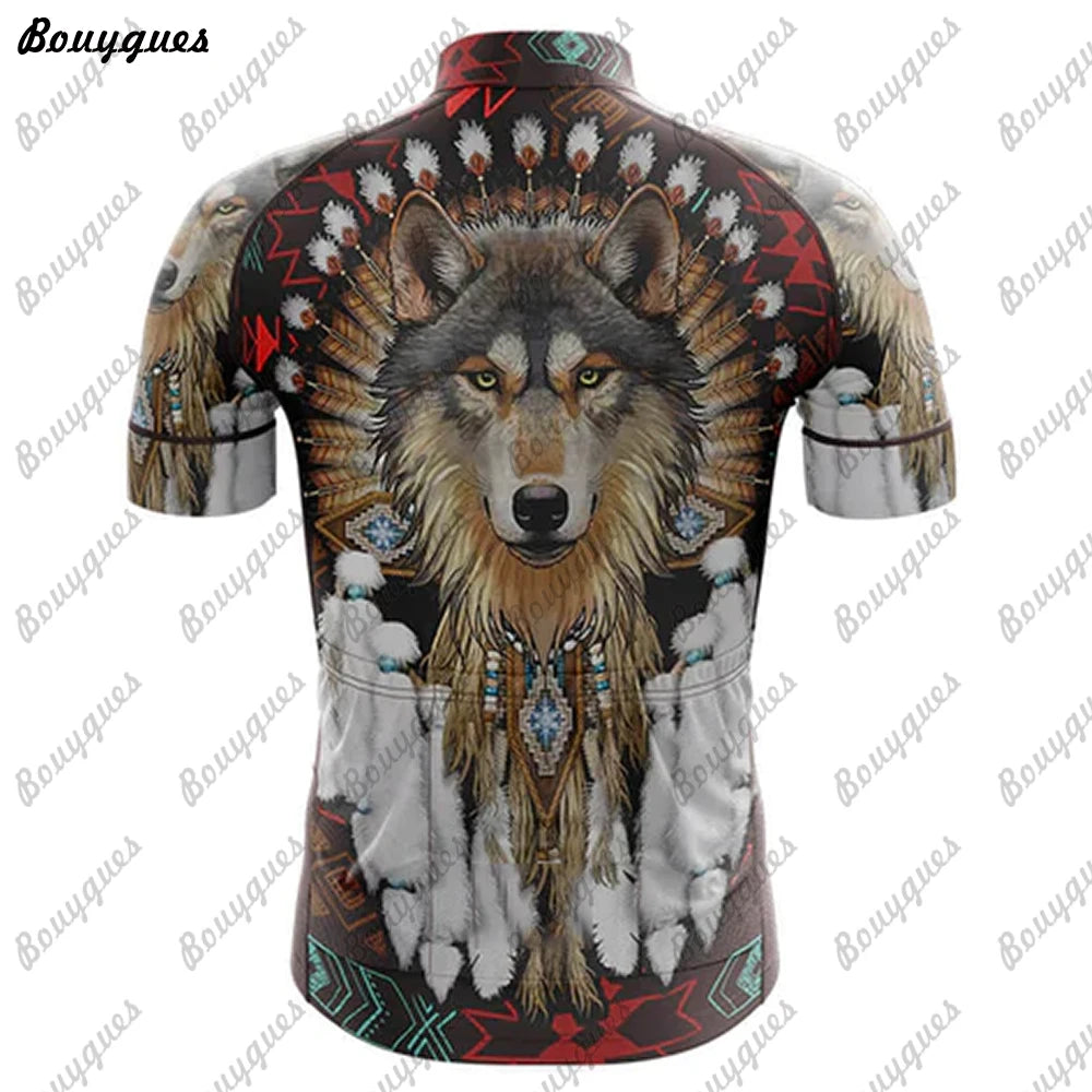 Maglia Ciclismo Uomo Wolf Pro Team MTB Downhill Alta Qualita Tricot Traspirante Con Tasche E Asciugatura Rapida