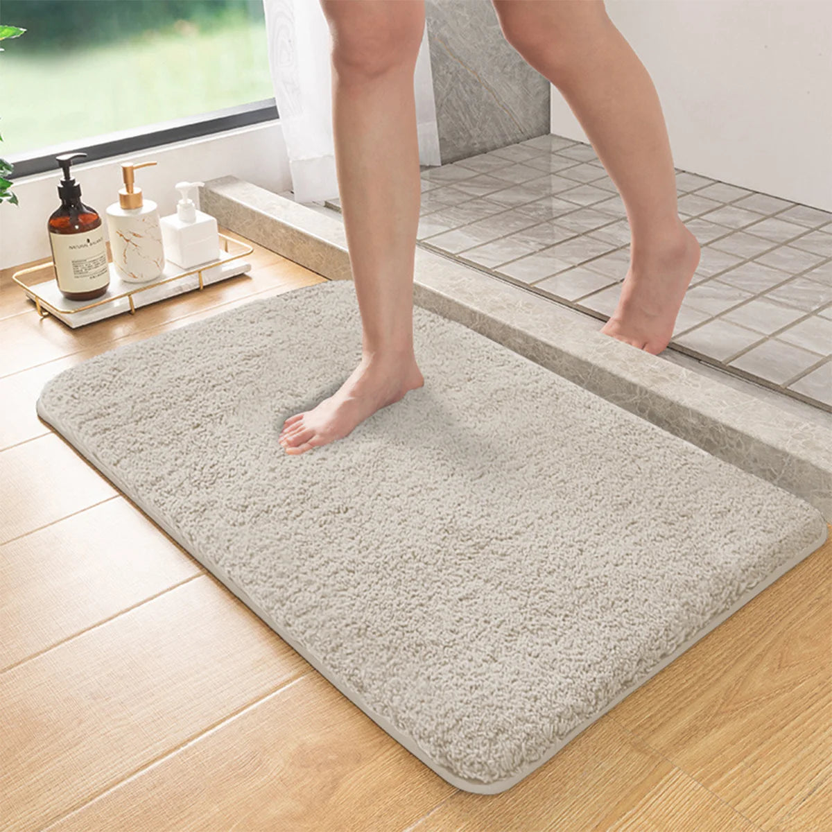 Tappetino Da Bagno Assorbente Per Capelli Lunghi Antiscivolo In Polyester Per Ingresso Doccia E Pulizia Piedi