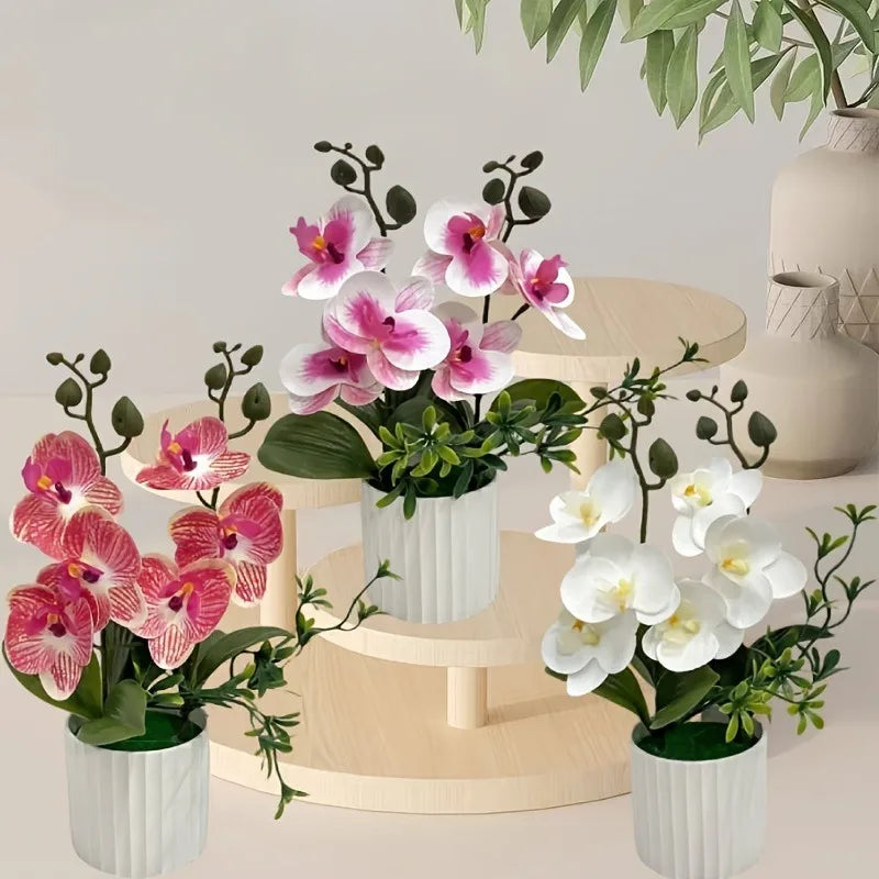 Doppio Pacchetto Farfalle Orchidee Artificiali Con 6 Fiori Verde Realistico Per Piante In Vaso Decorazione Interni