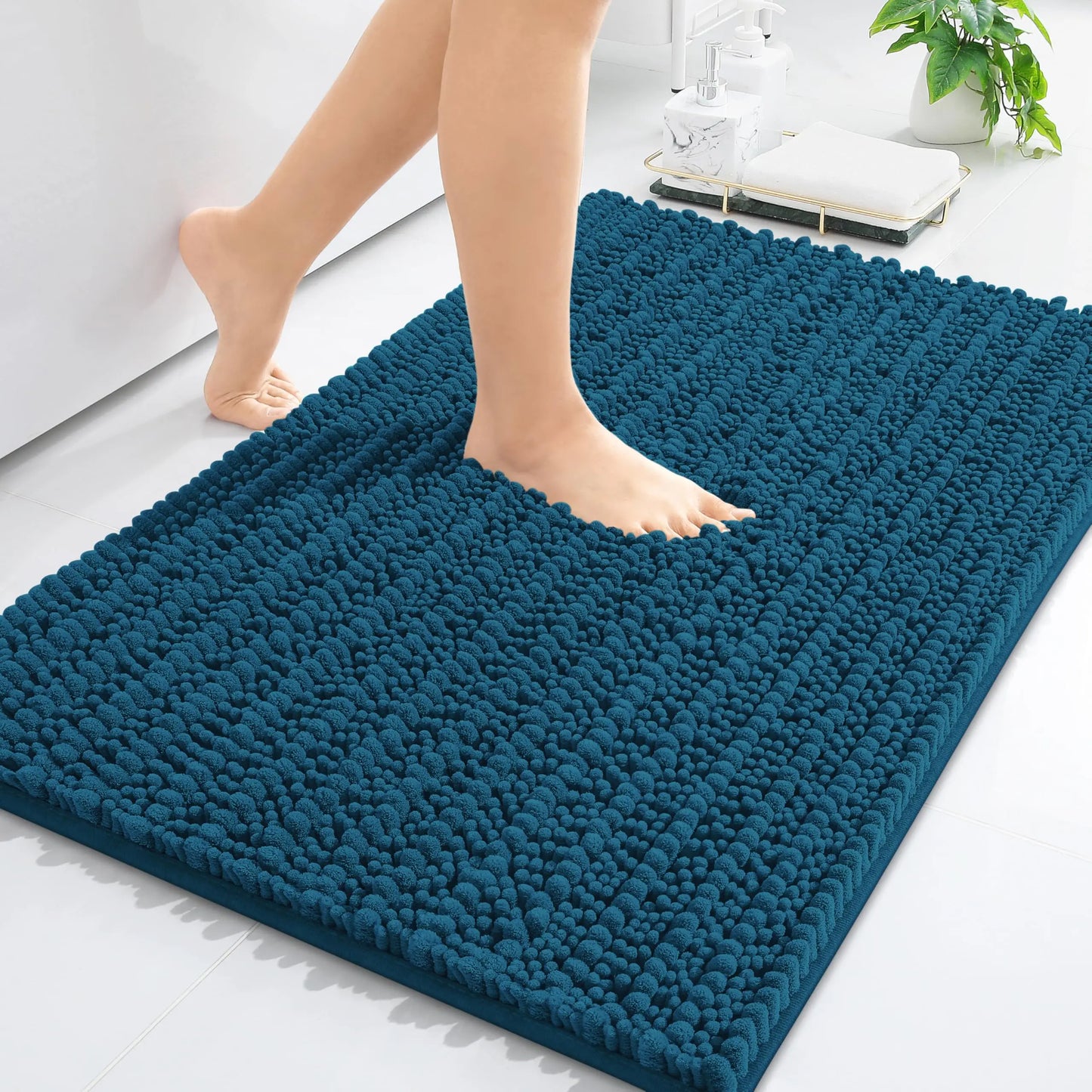 Kitinjoy Tappetino Da Bagno Lusso Assorbente Morbido E Spesso In Peluche Antiscivolo Grande Per Doccia