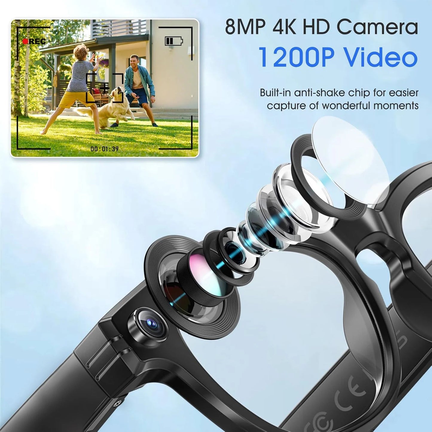 Anteprima Mondiale 2026 Occhiali Intelligenti AI Con Fotocamera 720P Bluetooth Chiamate Traduzione AI Assistente Vocale