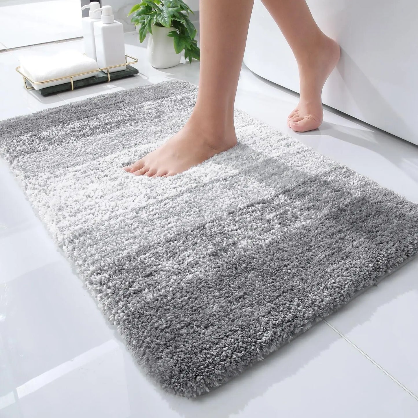 Kitinjoy Tappeto Da Bagno In Microfibra Assorbente Morbido Antiscivolo Shaggy Lavabile In Lavatrice