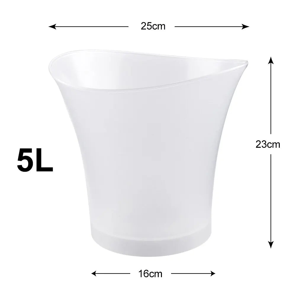 Secchiello Per Il Ghiaccio LED Da 5L Impermeabile In Plastica 6 Colori Illumina Bar Discoteche Night Party