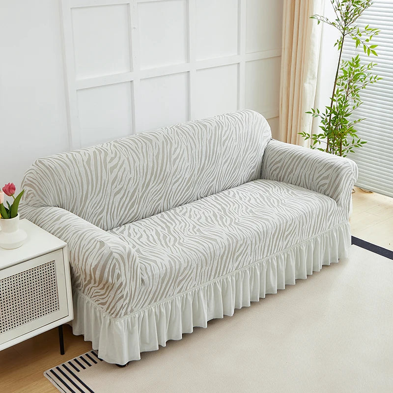 1pc Gonna Onda Cationica Copridivano Fodera per Divano Jacquard Elastico All-inclusive Protezione per Divano Regolabile Antiscivolo Universale