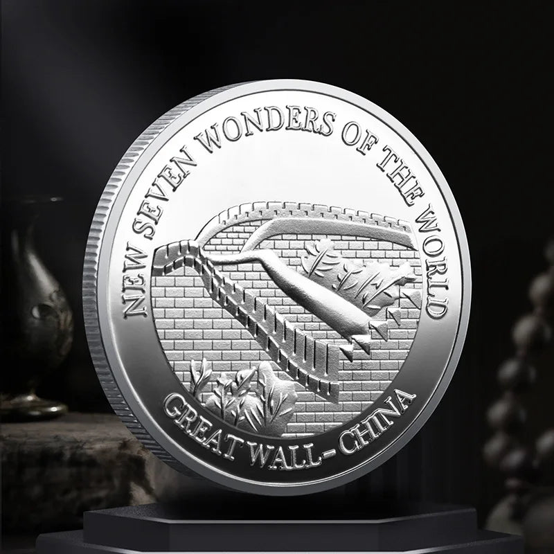 Set Di 7 Monete Placcate Oro E Argento Sette Meraviglie Del Mondo Collezione Commemorativa Viaggi