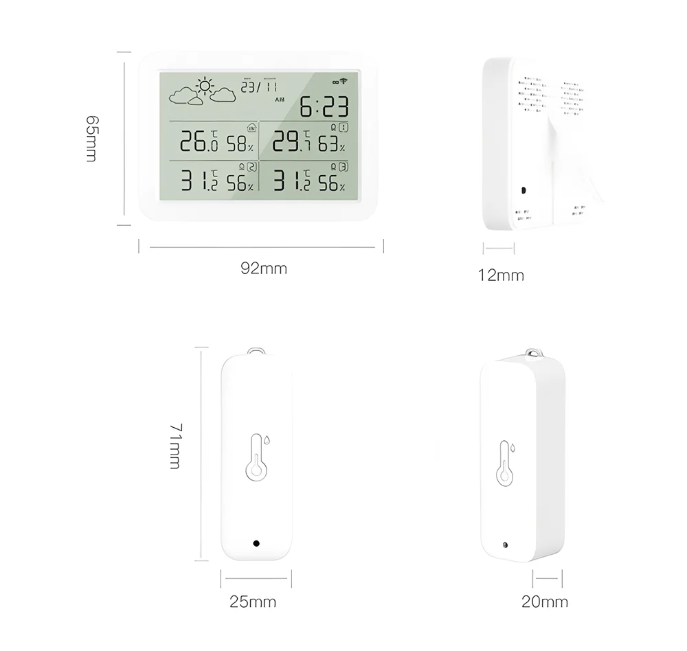 Stazione Meteorologica Intelligente Tuya WiFi LCD Meteo Interni Esterni Allarme Umidità Temperatura