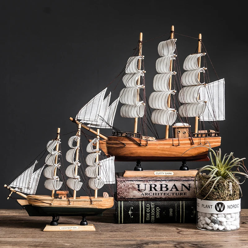 Modello Di Barca A Vela In Legno Per Decorazioni Della Casa In Stile Mediterraneo Accessori Regalo Compleanno
