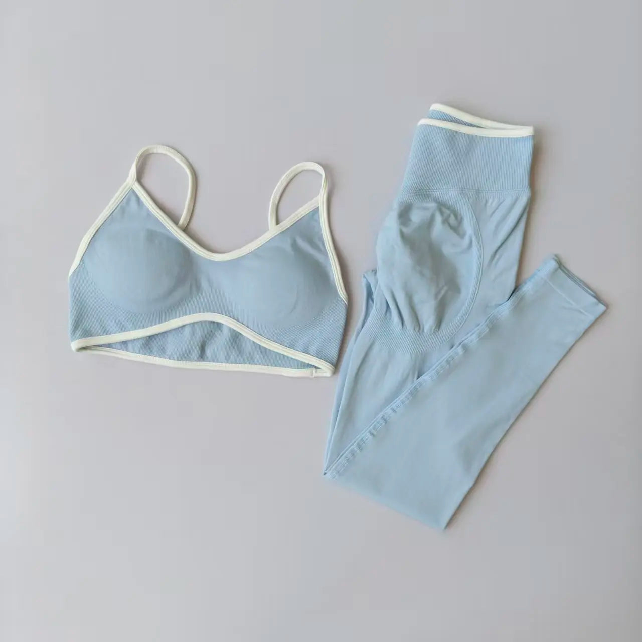 Set Da Allenamento Donna In Due Pezzi Leggings Senza Cuciture Vita Alta E Reggiseni Sportivi Con Spalline