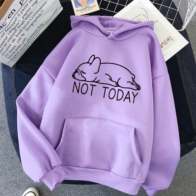 Felpe Con Cappuccio Vintage Stampa Cani Francesi Donna Casual Grafiche Streetwear Anni 90 Autunno Inverno Kawaii