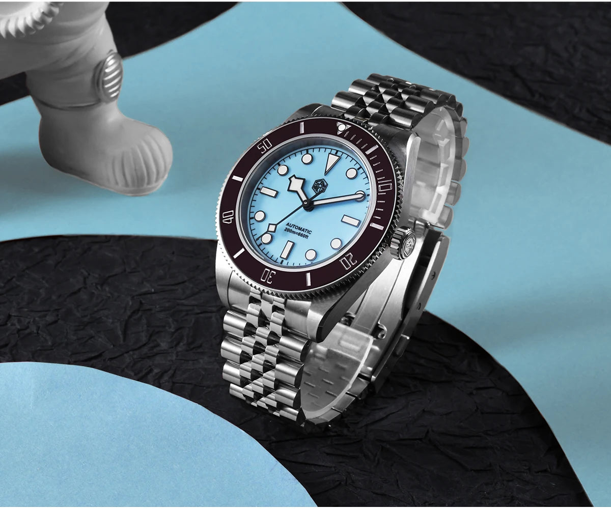 San Martin Orologio 40mm BB Diver Smaltato Quadrante Enamel Blu Lusso NH35 Automatico 200m SN0128