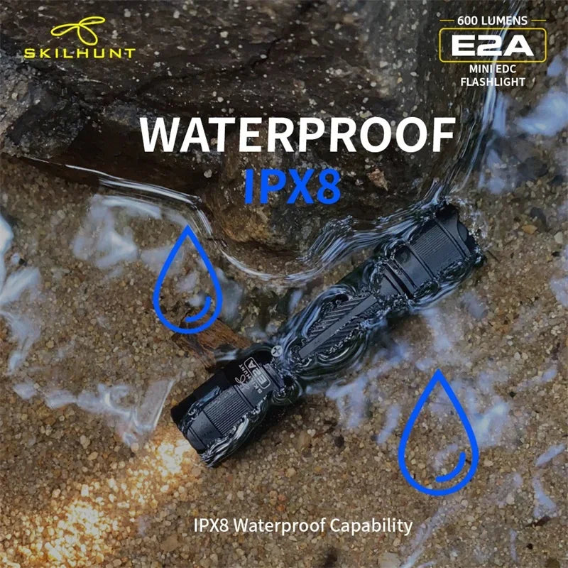 Skilhunt E2A 600 Lumen Mini Torcia LED EDC Tascabile Ricaricabile Compatibile Con Batteria 14500 O AA