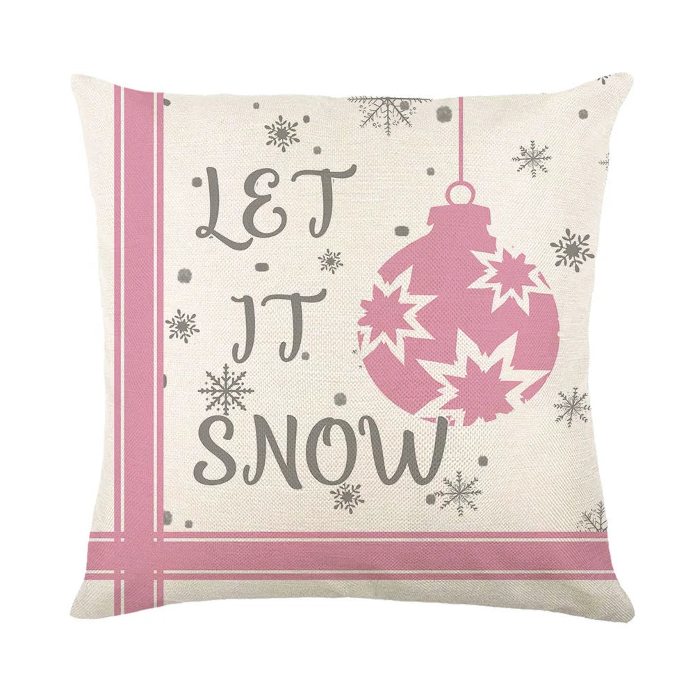 Federa Per Cuscino Natalizio 45x45 Cm In Lino Con Pupazzo Di Neve Per Divano Decorazione Natalizia Sobria Edizione 2024