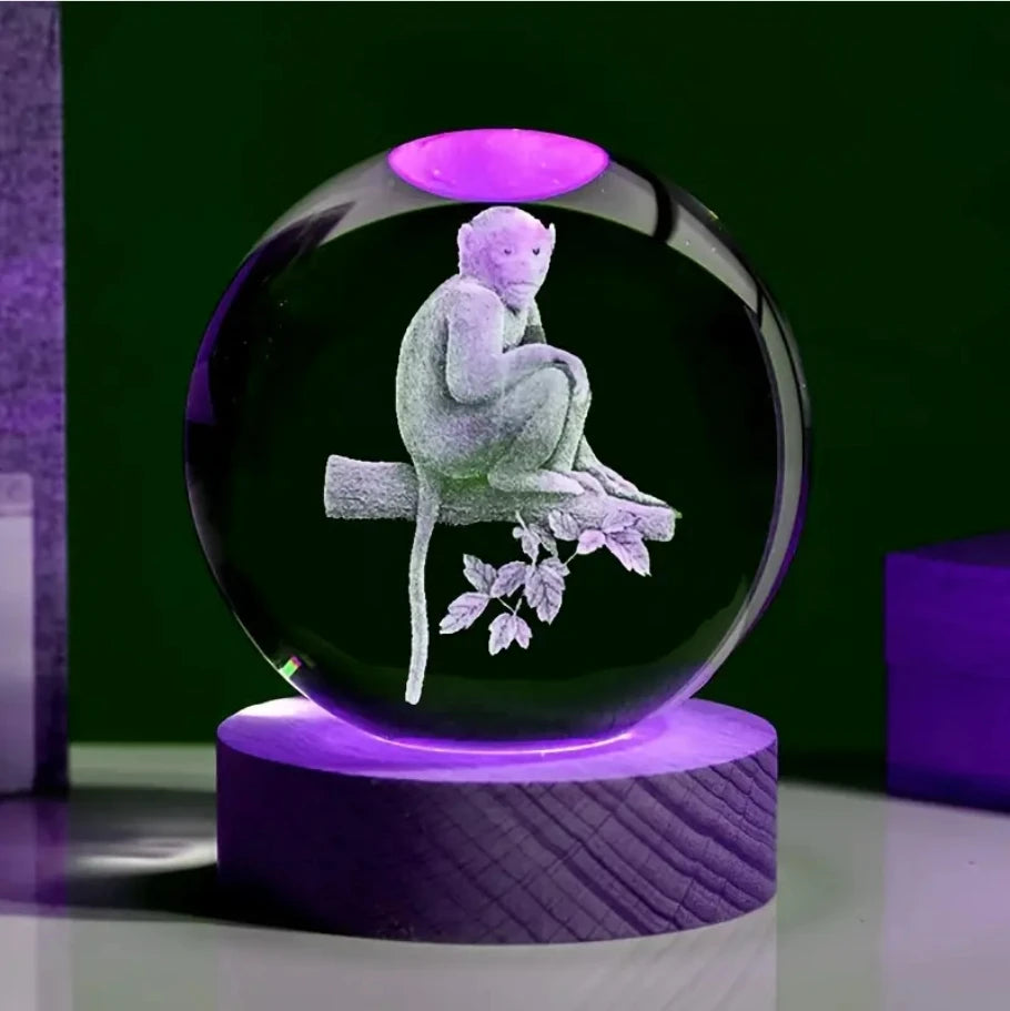 Decorazione Della Stanza Con Sfera Di Cristallo 3D E Base Led Per Luce Ambientale Nel Soggiorno