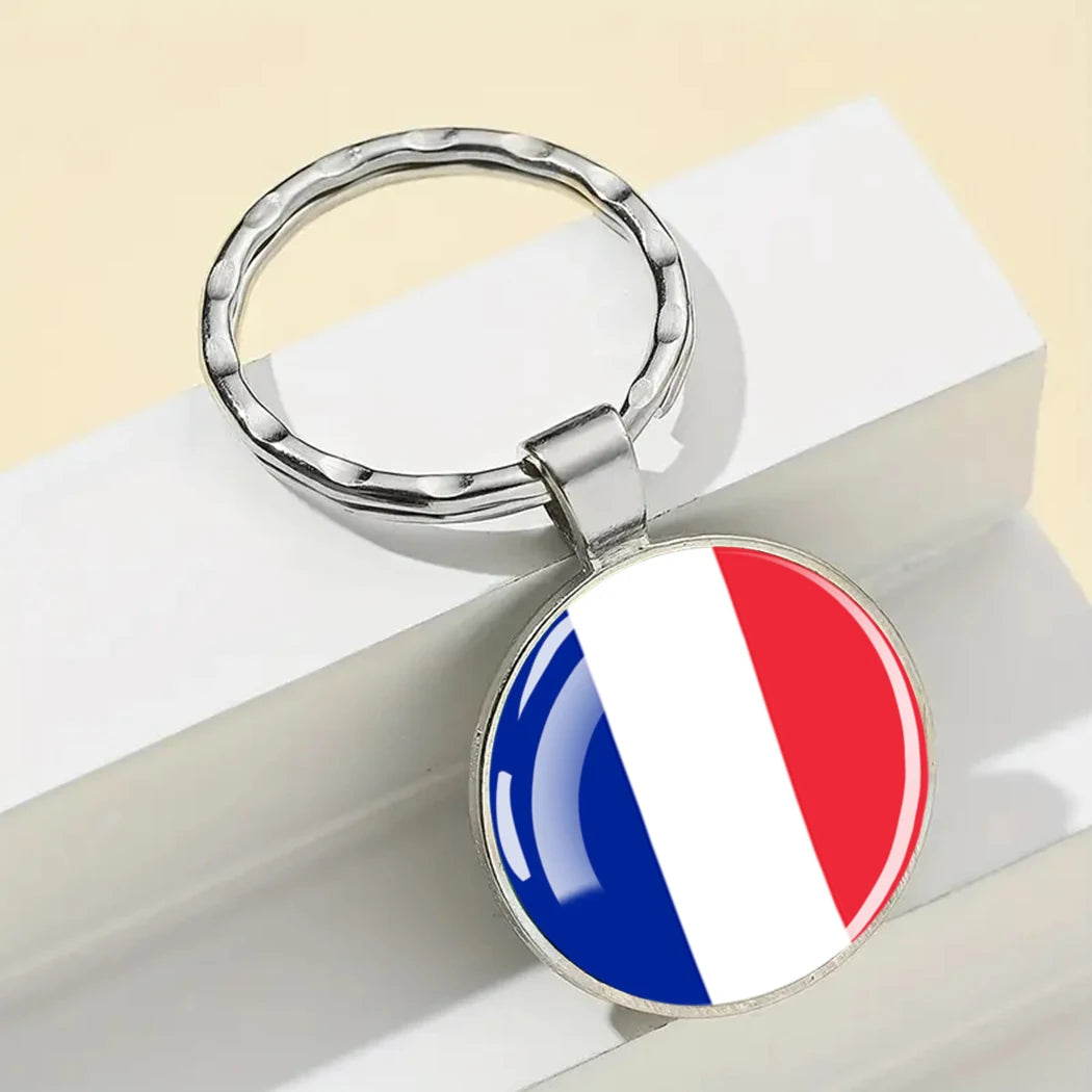 Portachiavi Bandiera Europea Albania Spagna Italia Francia Regno Unito Ciondolo Vetro Metallo Per Borsa Regalo Patrioti