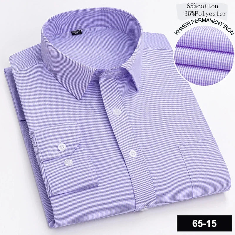 Novità Camicia Da Uomo Slim Fit Maniche Lunghe Formale Con Tasca Singola In Morbido Cotone Scozzese Per Ufficio