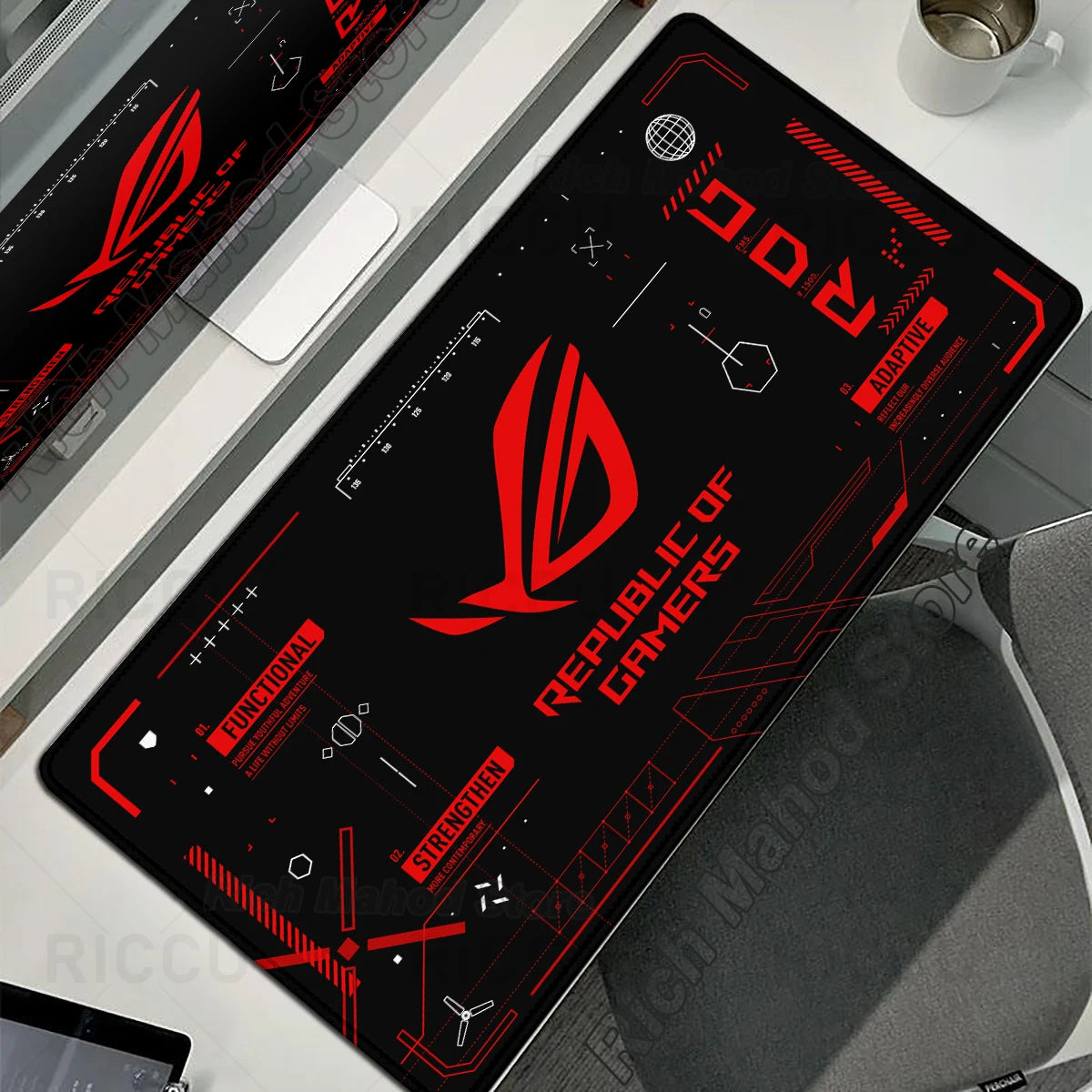 Tappetino per Mouse XXL ASUS ROG Republic Of Gamers Antiscivolo in Gomma per Scrivania da Gioco e Tastiera