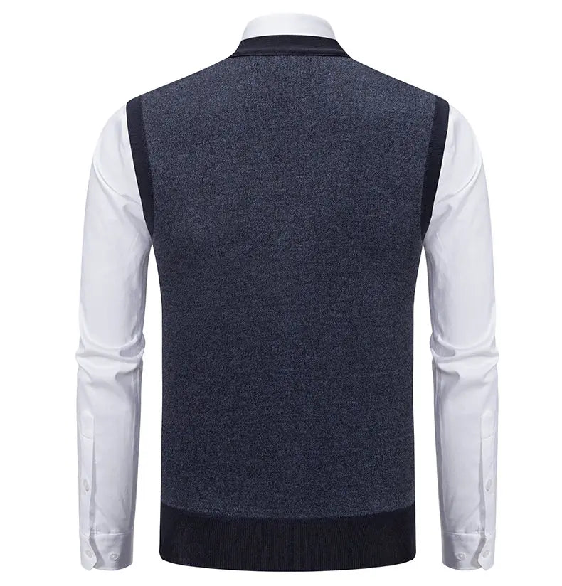 Gilet Da Uomo Con Scollo A V Senza Maniche In Maglia Lavorata Con Bottoni E Fodera In Pile Per Autunno Inverno