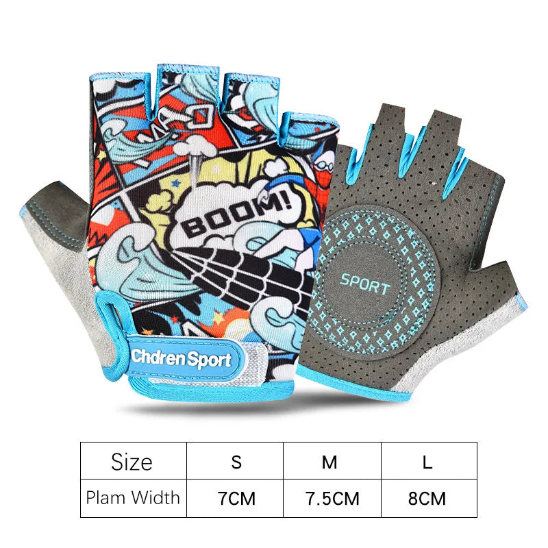 Guanti Sportivi Senza Dita per Bambini Protezione Ciclismo Pattinaggio su Rotelle Antiusura Allenamento