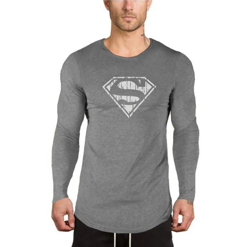 Maglietta Sportiva a Maniche Lunghe Uomo Traspirante per Allenamento Palestra Fitness Bodybuilding Moda Casual Solida