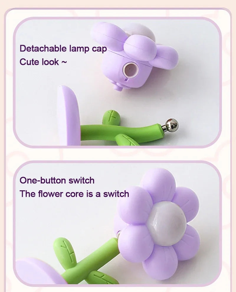 Lampada LED Fiore Notturna Mini Luce Da Tavolo Per Comodino Camera Da Letto Luce Ambientale Giocattolo Per Bambini Regalo