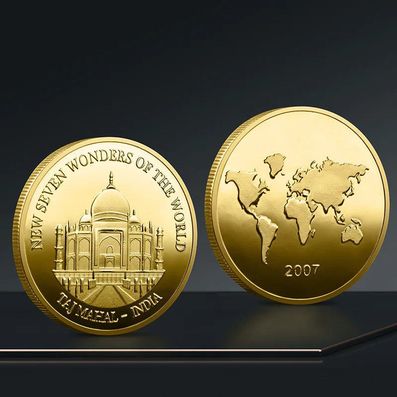 Set Di 7 Monete Placcate Oro E Argento Sette Meraviglie Del Mondo Collezione Commemorativa Viaggi