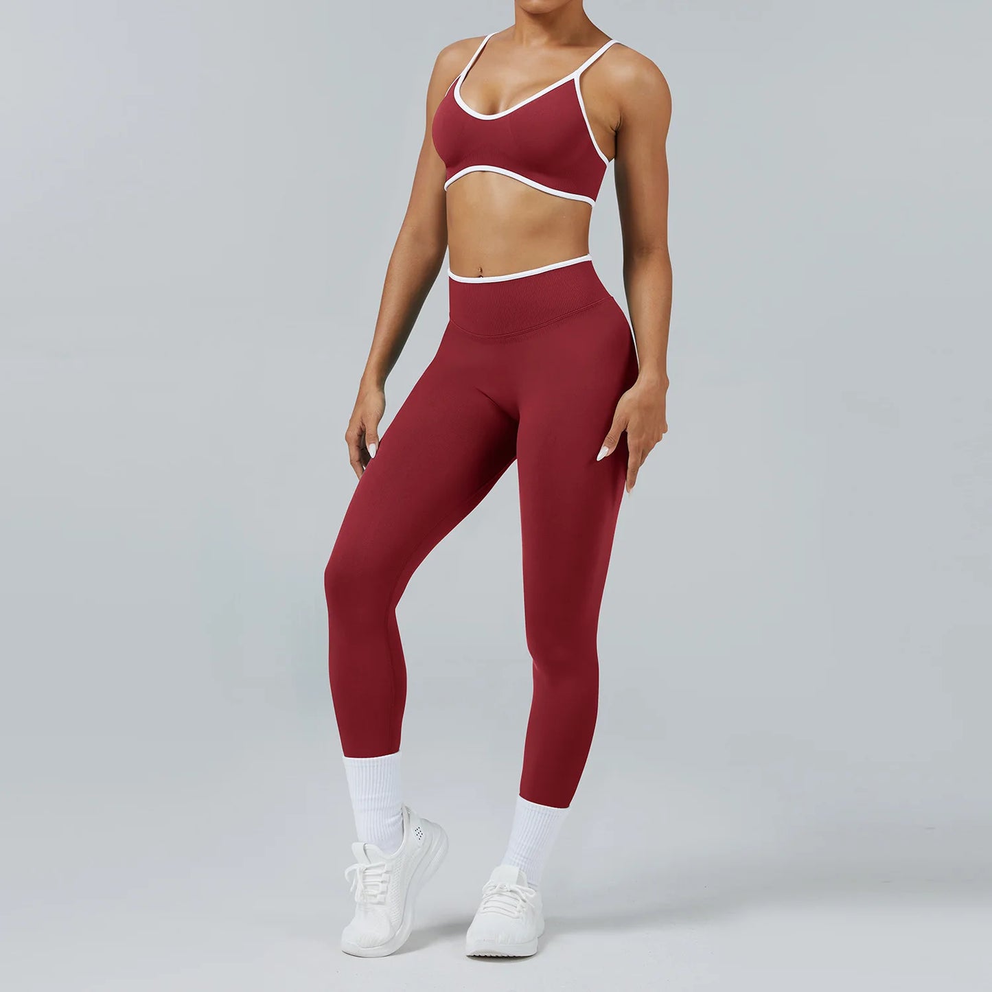 Set Fitness Da Donna 2 Pezzi Leggings Vita Alta Senza Cuciture E Reggiseno Sportivo Per Yoga Palestra Cardio Estivo