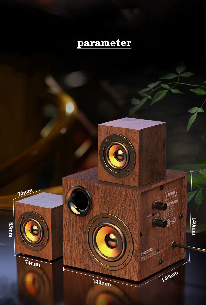 Altoparlante Bluetooth 2.1 Da Tavolo In Legno Con Subwoofer Per PC Notebook Ufficio Casa Suono Pieno