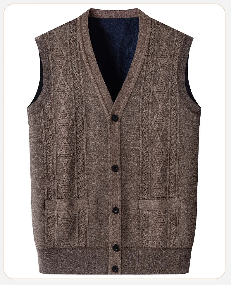 Gilet Maglione Da Uomo Con Scollo A V Senza Maniche Lavorato A Maglia Tinta Unita Con Motivo A Rombi