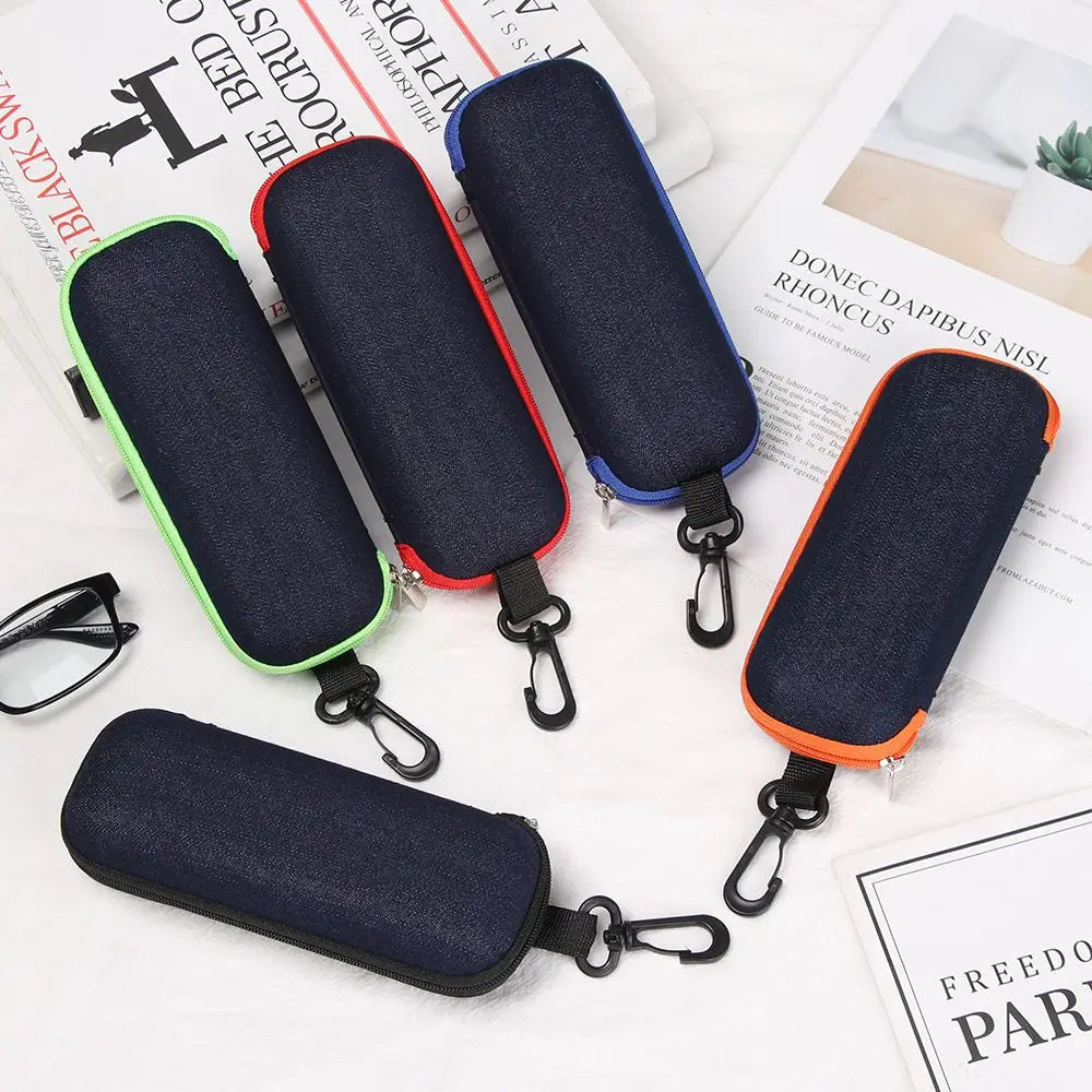 Custodia Per Occhiali In Denim Con Cerniera Scatola Portatile Per Occhiali Da Sole E Da Lettura