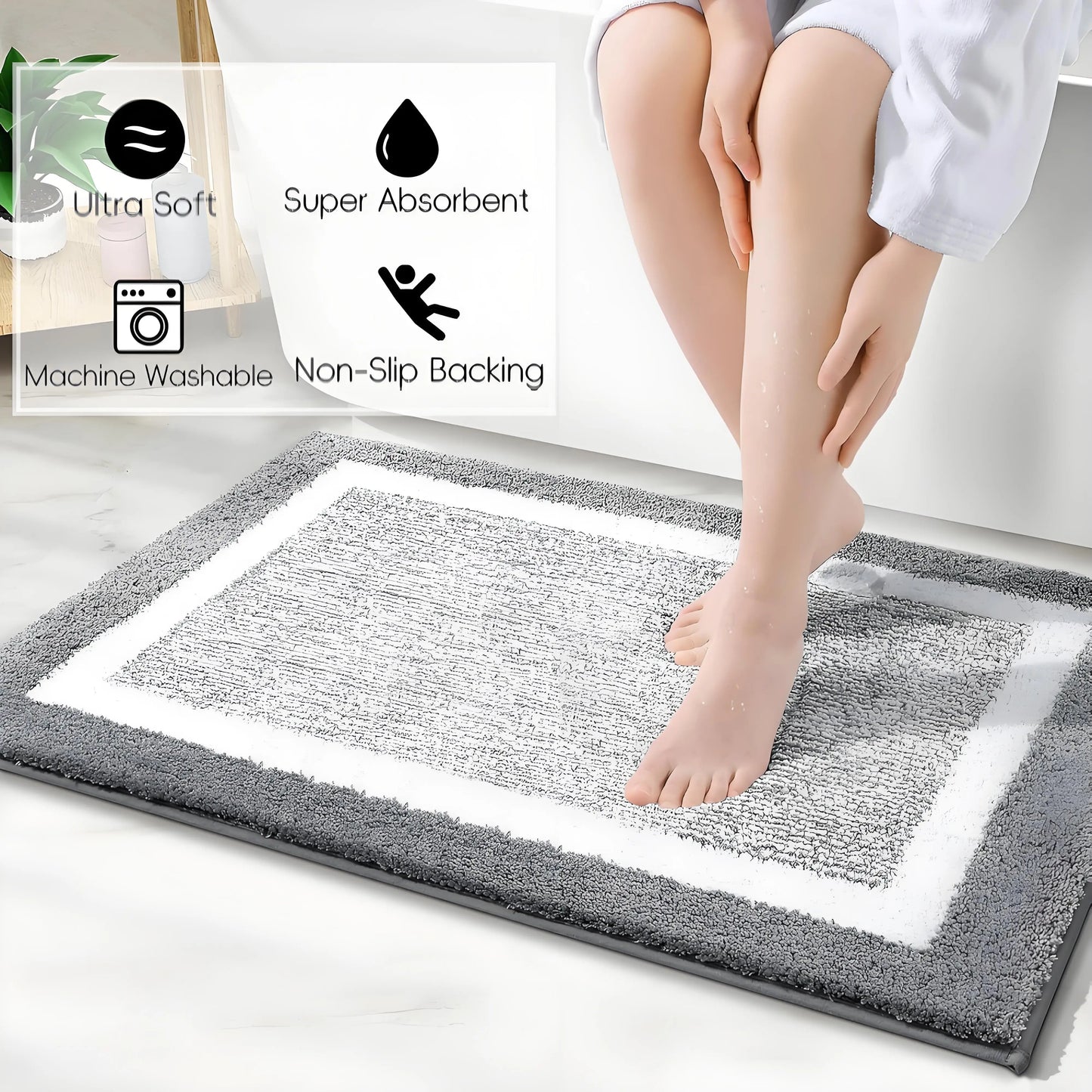 Tappetini Da Bagno Antiscivolo In Microfibra Extra Morbidi E Assorbenti Lavabili In Lavatrice Ad Asciugatura Rapida