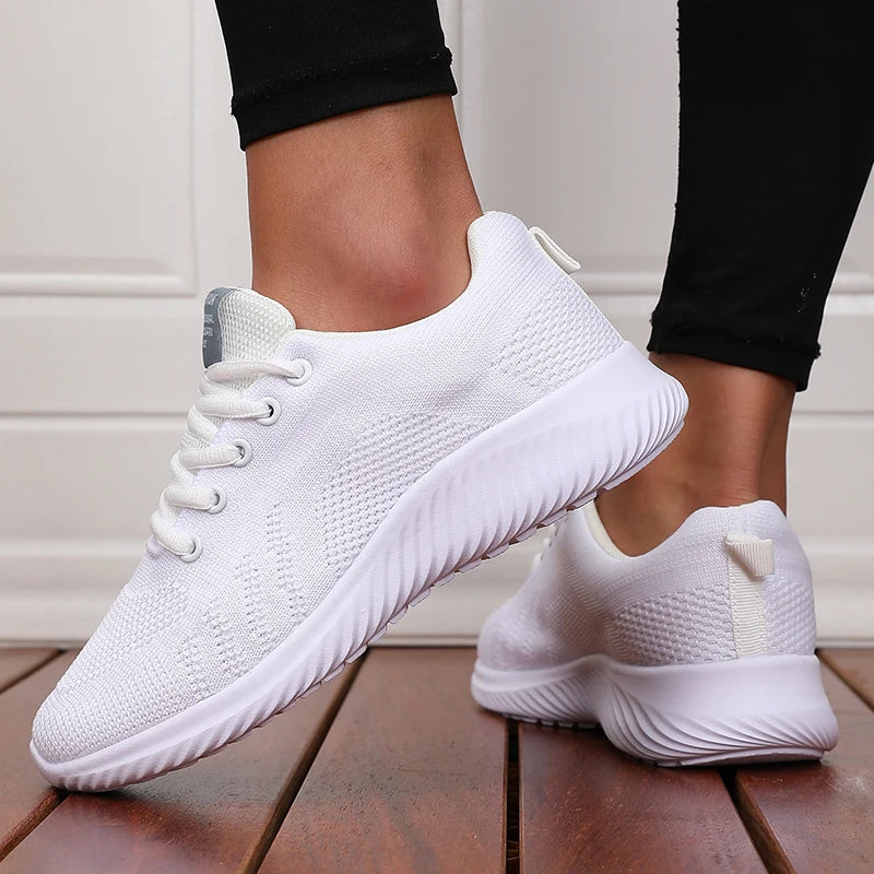 Scarpe Sportive Antiscivolo Uomo Donna Trekking In Rete Bianca Stile Streetwear Da Corsa Casual Basse Fondo Piatto