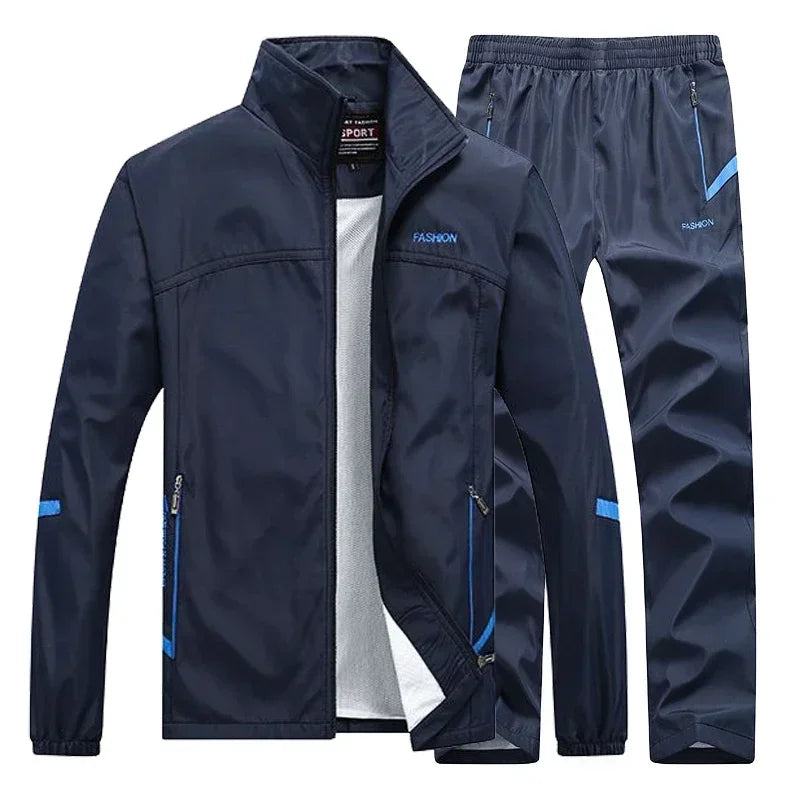 Tuta Sportiva Uomo 2 Pezzi Giacca Con Zip Pantaloni Vita Elastica Allenamento Pallacanestro