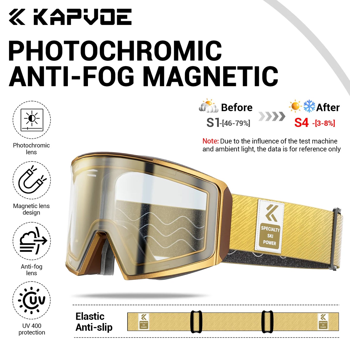 Kapvoe Occhiali Da Sci Fotocromatici E Maschera Da Snowboard Antiappannamento UV400 Per Uomo E Donna Occhiali Inverno