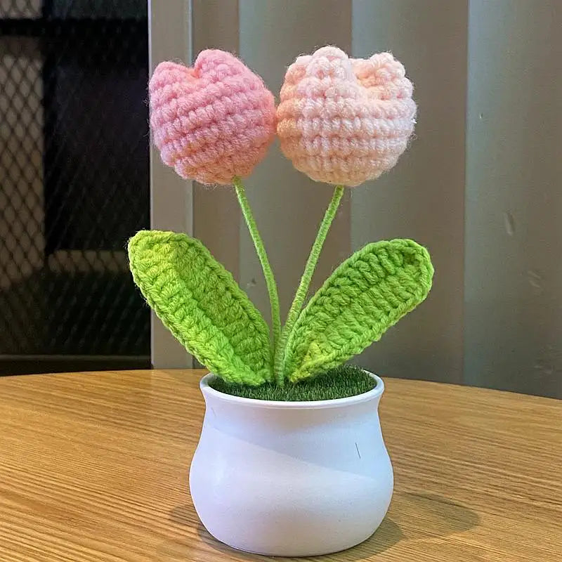 Fiore In Vaso Fai Da Te Rosa Mini Tessuti A Mano Per Scrivania Ufficio Decorazione Casa Filo Di Lana