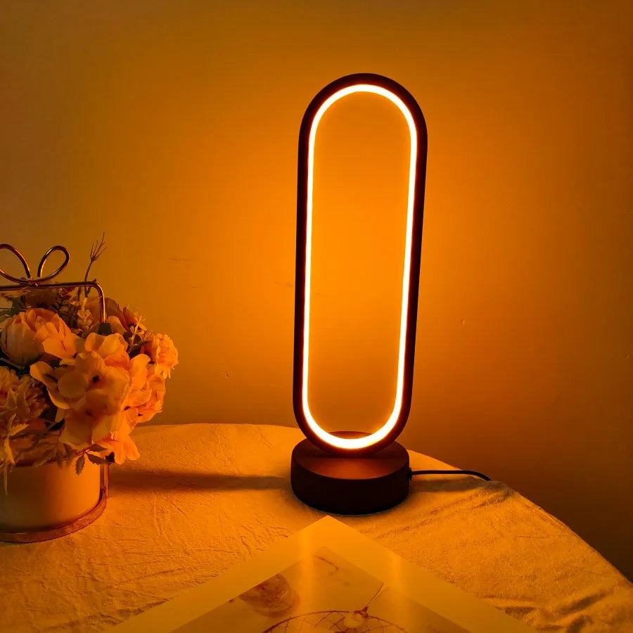 Lampada Ad Anello Dimmerabile Tre Colori Per Camera Da Letto E Soggiorno Comodino Luce Notturna A LED Nero