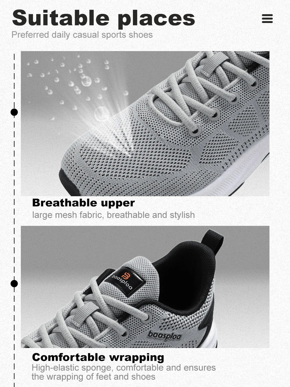 Baasploa Scarpe Da Corsa Uomo Leggere In Mesh Traspiranti Con Lacci Per Attività All Aperto