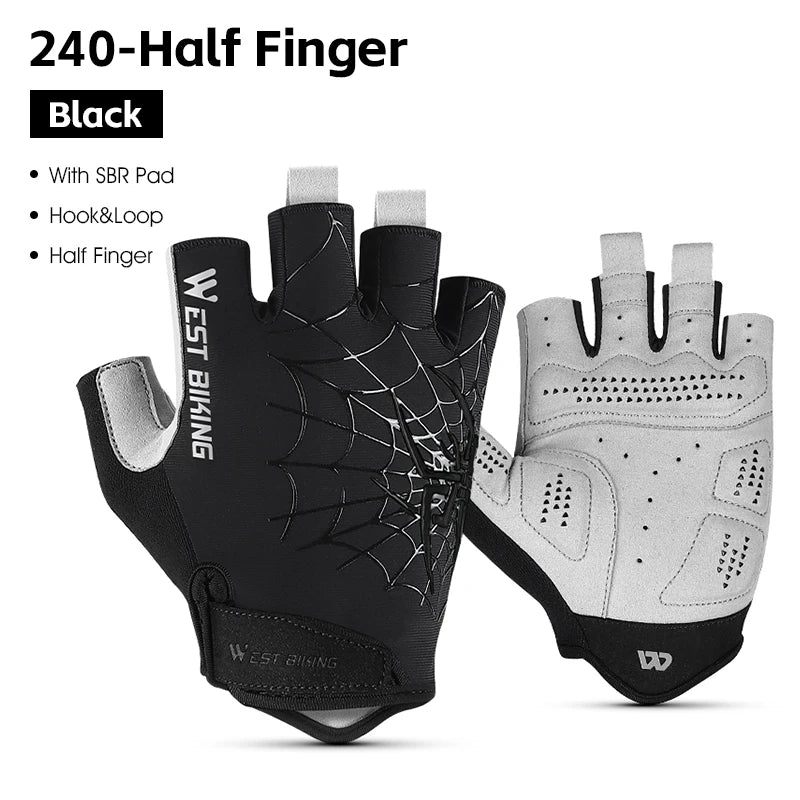 West Biking Guanti da Ciclismo Mezze Dita Con Motivo Ragni Cool Spider Estivo MTB Guanti da Strada Touch Screen