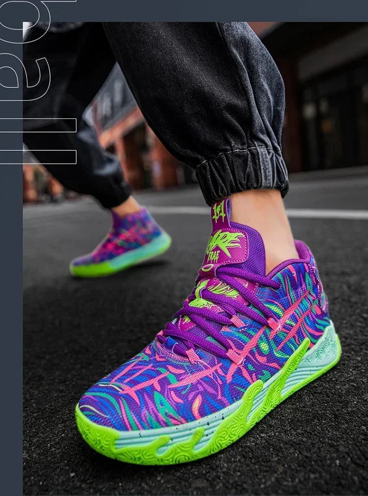Scarpe Da Basket Da Uomo Allenamento Sul Campo Traspiranti In Mesh Antiscivolo Mid Cut Design Lussuoso