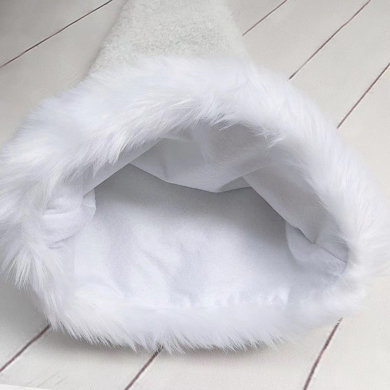 Cappello Natalizio In Peluche Bianco 30x45 Cm Unisex Comfort Da Babbo Natale Seta Brillante 2025