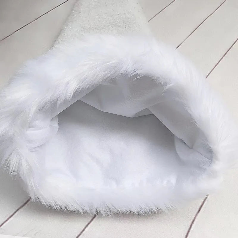 Cappello Natalizio In Peluche Bianco 30x45 Cm Unisex Comfort Da Babbo Natale Seta Brillante 2025