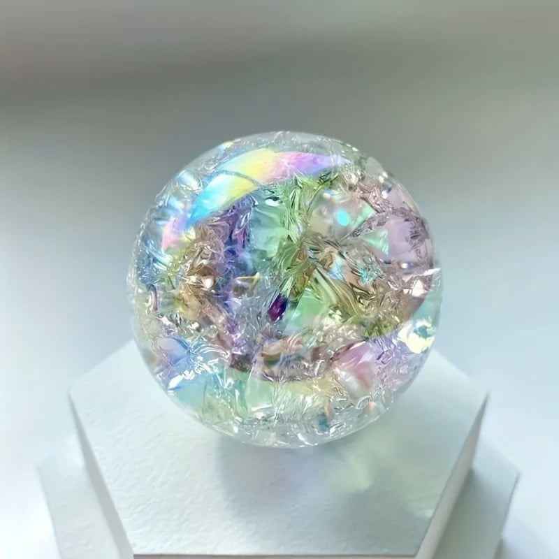 Sfera Di Cristallo Arcobaleno Aura Fire And Ice Con Crepa Di Ghiaccio Per Guarigione Reiki Decorazione Domestica