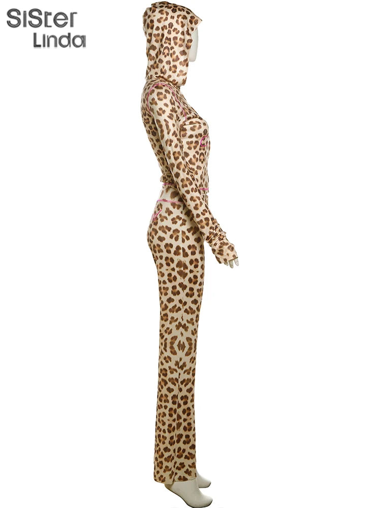 Sisterlinda Junior Tuta Alla Caviglia Leopardo Con Pantaloni Svasati High Street K24S50103