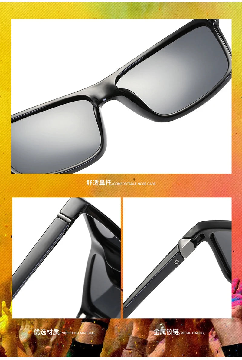 Occhiali da Sole Polarizzati Vintage Quadrati di Lusso per Uomo Donna Moda Arrampicata Guida Antiriflesso UV400