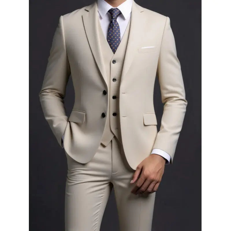 Completo Tre Pezzi Uomo Stile Britannico Elegante Per Matrimoni Cerimonie Banchetti Comfort Sobrietà Presenza