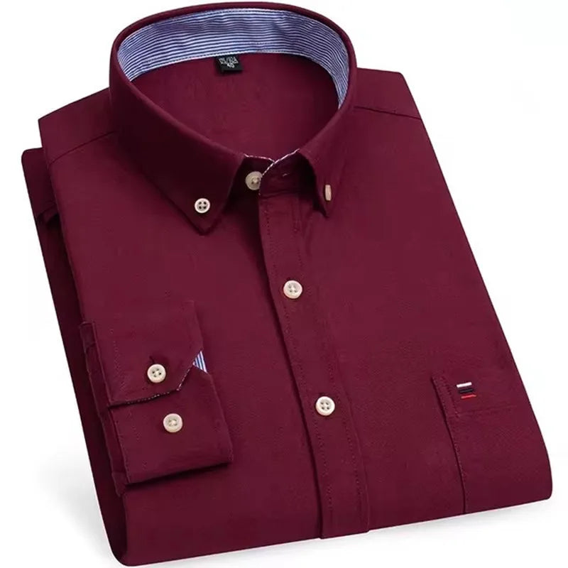 Camicie Da Uomo In Cotone Oxford A Quadri Bamboople Tasca Singola Maniche Lunghe Abbottonata Vestibilità Standard 6XL 7XL