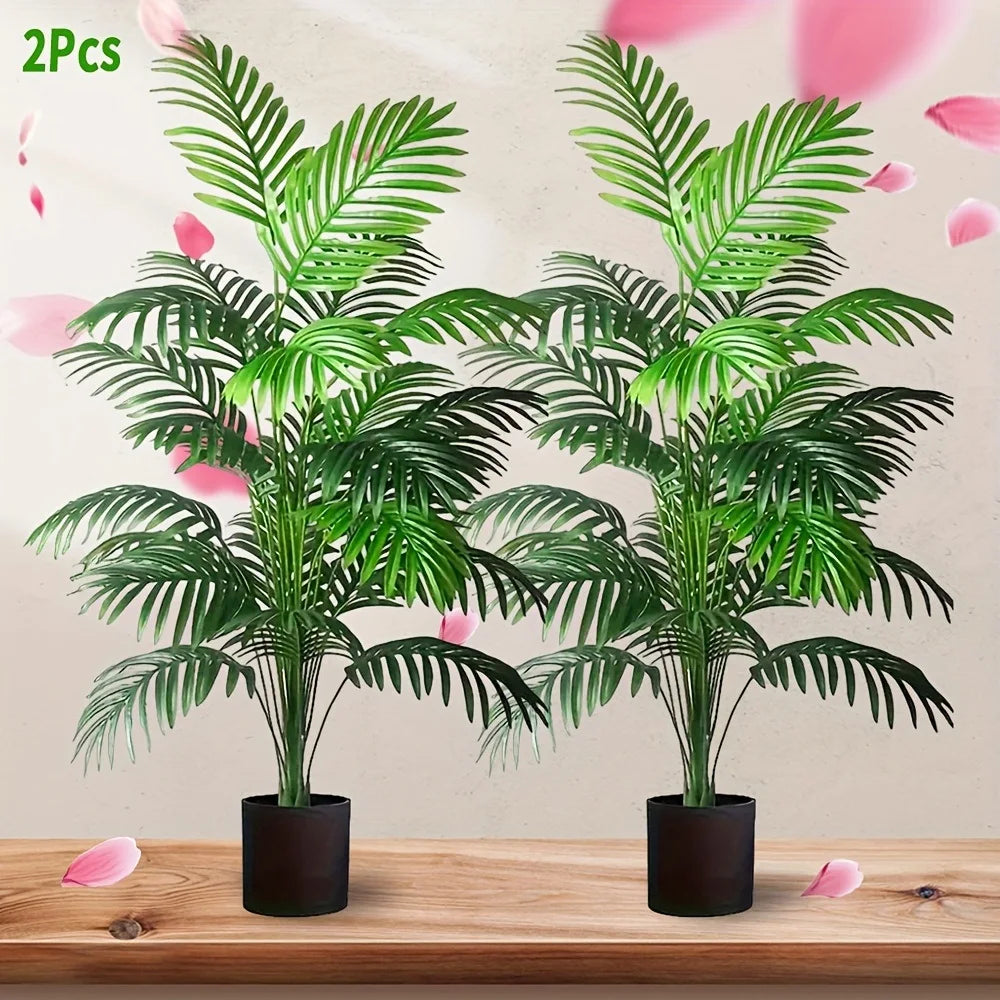 Due Pezzi Palme Areca Simulazione Con 24 Foglie Alberi Artificiali Realistici Per Decorazione Esterna Del Soggiorno