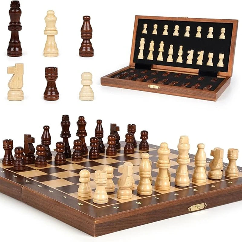Scacchi Da Viaggio Scacchiera Magnetica In Legno Da 30 Cm 12 Pollici Con Due Giochi Per Famiglie Queen