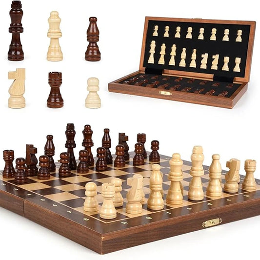 Scacchi Da Viaggio Scacchiera Magnetica In Legno Da 30 Cm 12 Pollici Con Due Giochi Per Famiglie Queen
