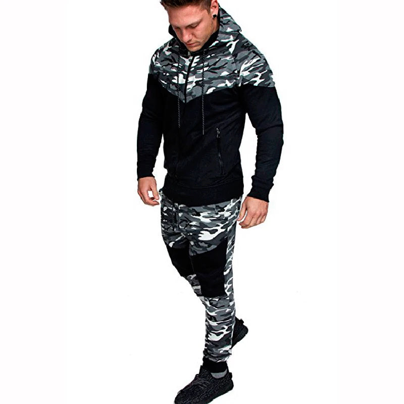 Set Abbigliamento Sportivo Da Uomo Due Pezzi Felpa Con Cappuccio Tattico Militare Pantaloni Traspirante Caldo Jogging