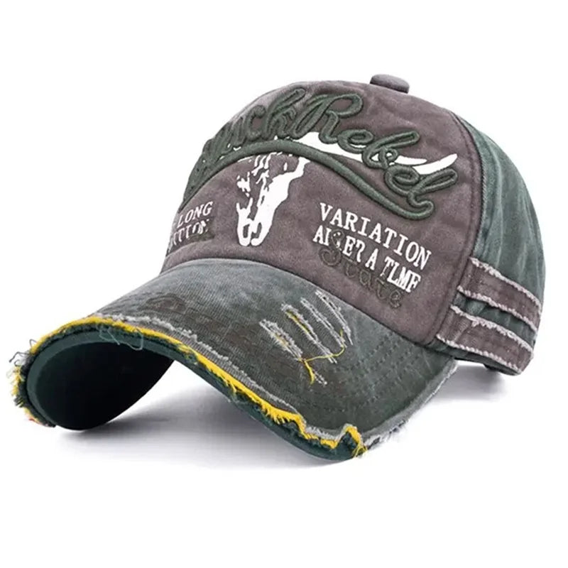 Berretto Baseball Unisex Cotone Lavato Ricamo Testa di Mucca e Lettera Vintage Protezione Solare Uomo Donna